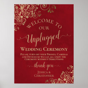 Affiche Cérémonie de Mariage débranché Red & Gold