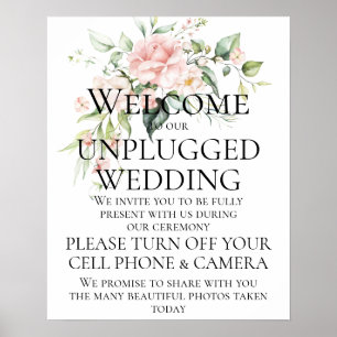 Affiche Cérémonie de mariage débranchée aux roses roses et