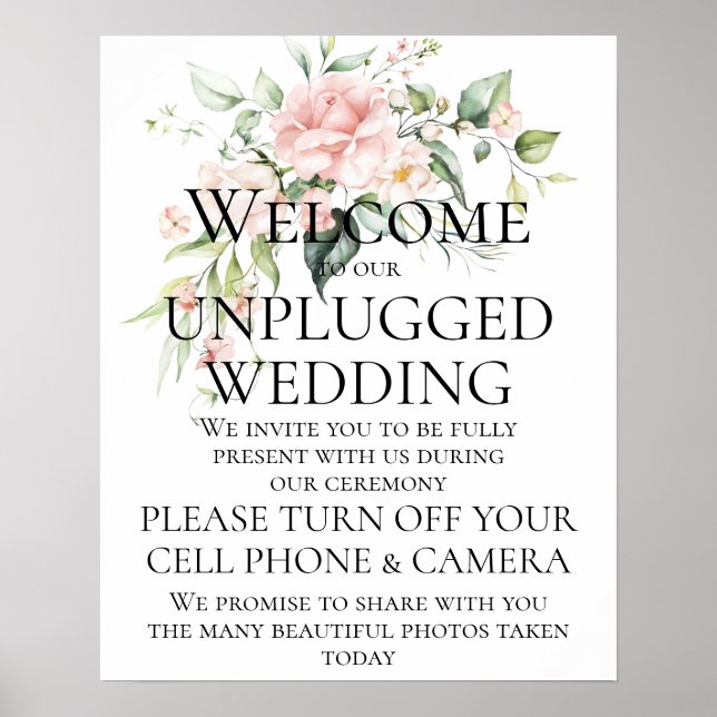 Affiche Cérémonie de mariage débranchée aux roses roses et (Devant)