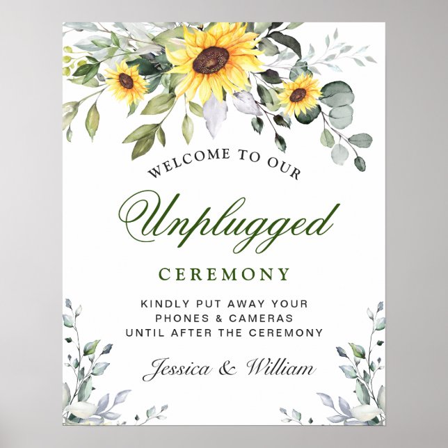 Affiche Cérémonie de mariage débranchée aux tournesols euc (Devant)