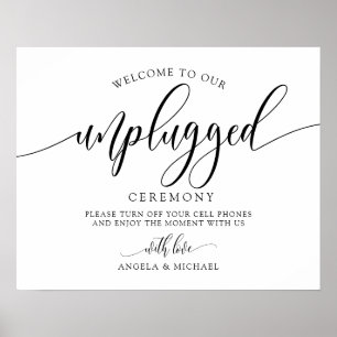 Affiche Cérémonie de mariage débranchée - Calligraphie noi