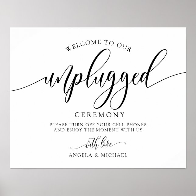 Affiche Cérémonie de mariage débranchée - Calligraphie noi (Devant)