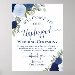 Affiche Cérémonie de Mariage débranchée de Blue Boho Chic 