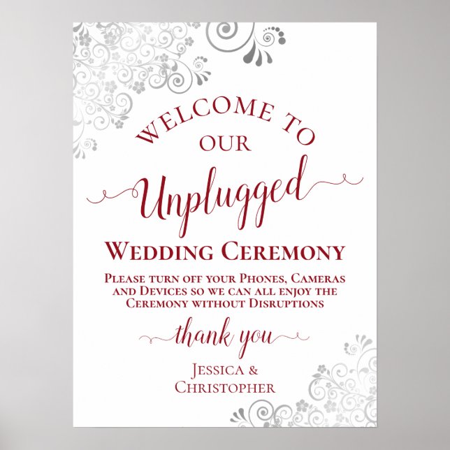 Affiche Cérémonie de Mariage débranchée du texte rouge de  (Devant)