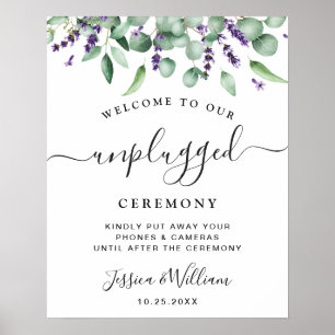 Affiche Cérémonie de mariage débranchée Eucalyptus Lavande