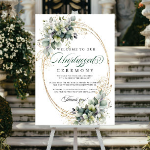 Affiche Cérémonie de mariage débranchée vert doré aquarell