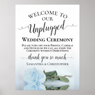 Affiche Cérémonie de Mariage Dusty Blue Rose Chic Unplugge