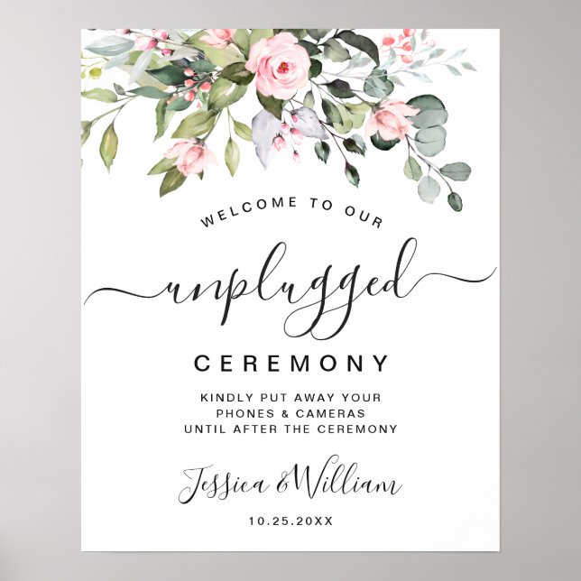 Affiche Cérémonie de mariage élégante Eucalyptus débranché (Devant)