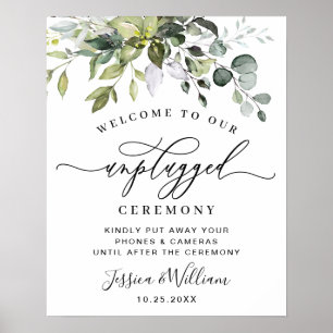 Affiche Cérémonie de mariage élégante eucalyptus débranché