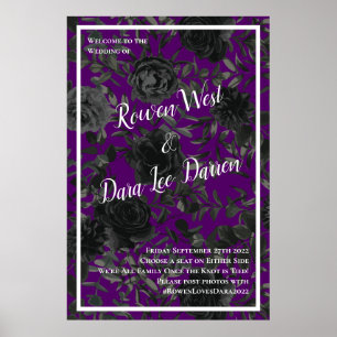 Affiche Cérémonie de Mariage gothique Rose violet et noir