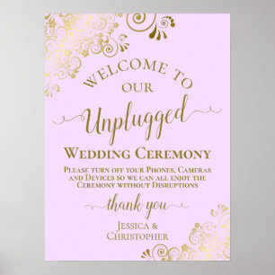 Affiche Cérémonie de Mariage Lilac Purple & Gold Unplugged