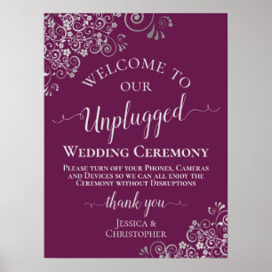 Affiche Cérémonie de Mariage Magenta & Silver Chic Unplugg