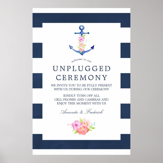 Affiche Cérémonie de mariage nautique à l'aquarelle sans a (Devant)