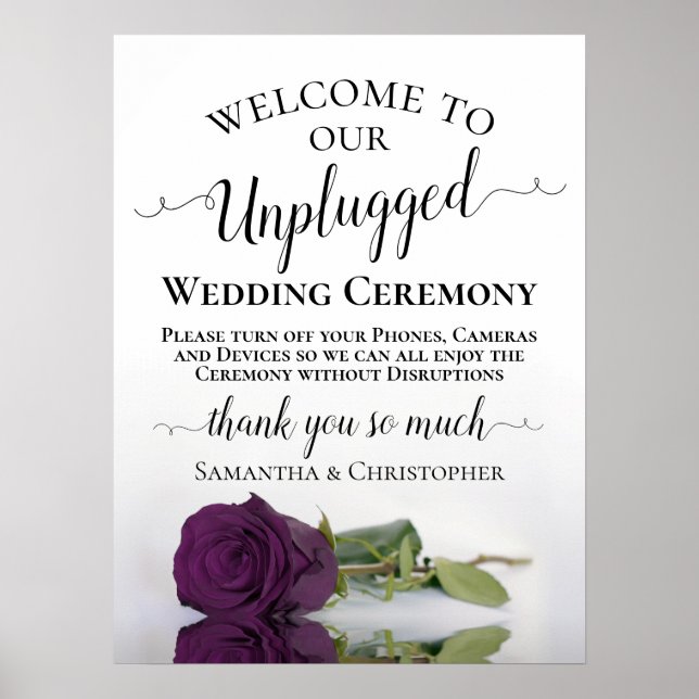 Affiche Cérémonie de Mariage Plum Purple Rose Chic Unplugg (Devant)