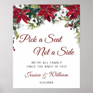 Affiche Cérémonie de Mariage Red Poinsettia Signe de siège