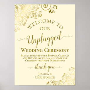 Affiche Cérémonie de Mariage stylish Gold & Cream Unplugge