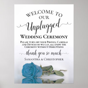 Affiche Cérémonie de Mariage Turquoise Chic Unplugged Rose