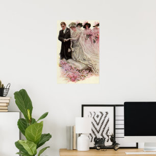 Affiche Cérémonie de Mariage victorienne vintage Mariée et