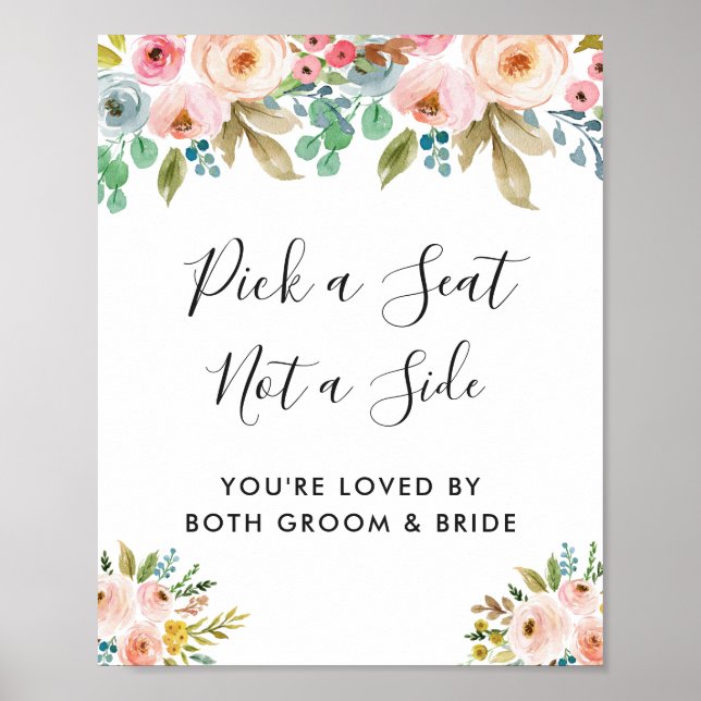 Affiche Cérémonie du Mariage Pastel Floral Choisissez un s (Devant)