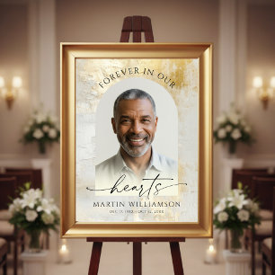 Affiche Cérémonie Funéraire Photo Script Or Elegant Foreve