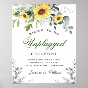 Affiche Cérémonie Mariage de tournesol Eucalyptus débranch