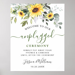 Affiche Cérémonie Mariage de tournesol Eucalyptus débranch