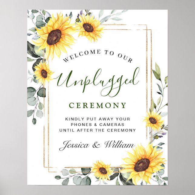 Affiche Cérémonie Mariage de tournesol Eucalyptus débranch (Devant)