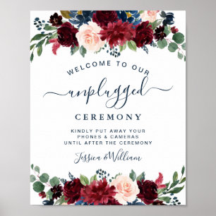 Affiche Cérémonie Mariage débranchée de Blush Navy de Bour