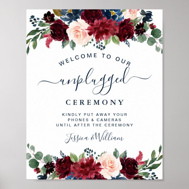 Affiche Cérémonie Mariage débranchée de Blush Navy de Bour (Devant)