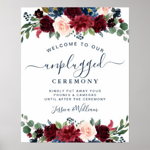 Affiche Cérémonie Mariage débranchée de Blush Navy de Bour