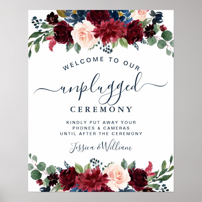 Affiche Cérémonie Mariage débranchée de Blush Navy de Bour (Devant)