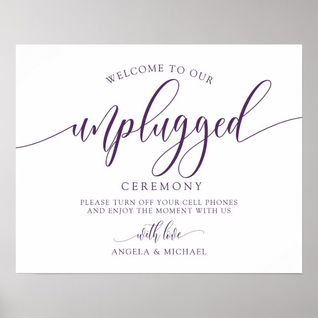 Affiche Cérémonie Mariage débranchée - Typographie - Plum  (Devant)
