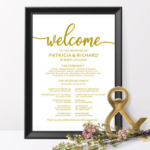 Affiche Cérémonie mariage Programme Calligraphie d'or