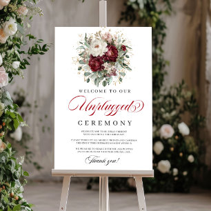 Affiche Cérémonie Non Branchée Burgundy Blush Élégant