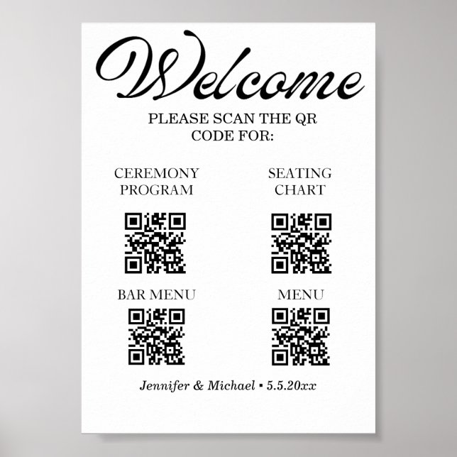 Affiche cérémonie numérique&plan de table&bar&code QR du m (Devant)