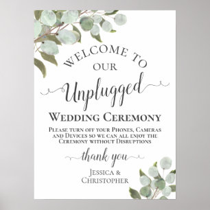 Affiche Cérémonie Rustique de Mariage Eucalyptus Boho débr