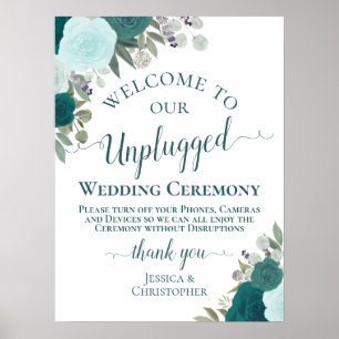 Affiche Cérémonie turquoise Boho Chic Floral Unplugged Mar