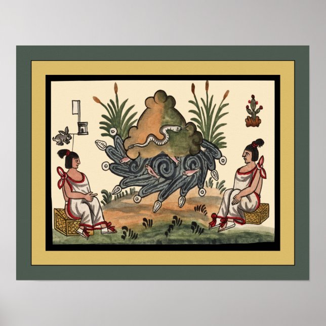 Affiche Cérémonies aztèques ~ Archéologie ~ Codex Tovar ~  (Devant)