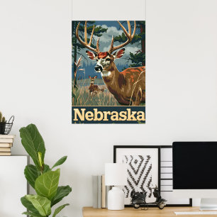 Affiche Cerf à queue blanche du Nebraska