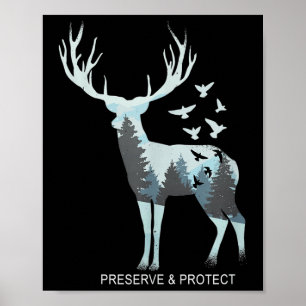 Affiche Cerf - Animal de forêt naturel - Préserver & Proté
