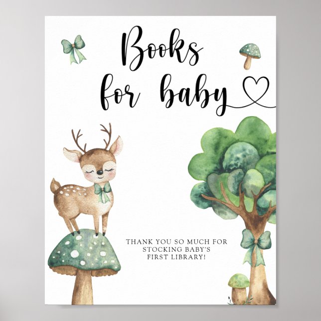 Affiche Cerf aquarelle - livres pour bébé (Devant)