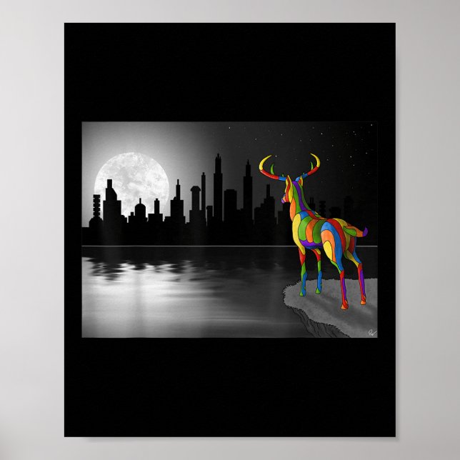 Affiche Cerf au clair de lune Protection de l'environnemen (Devant)
