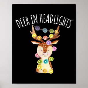 Affiche Cerf aux phares Lumières de Noël Drôle