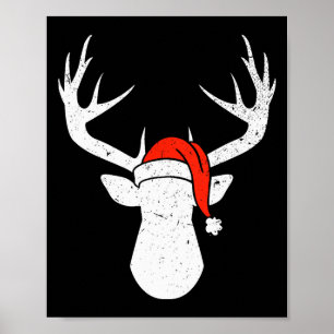 Affiche Cerf avec chapeau de Père Noël Pyjama de Noël Cade