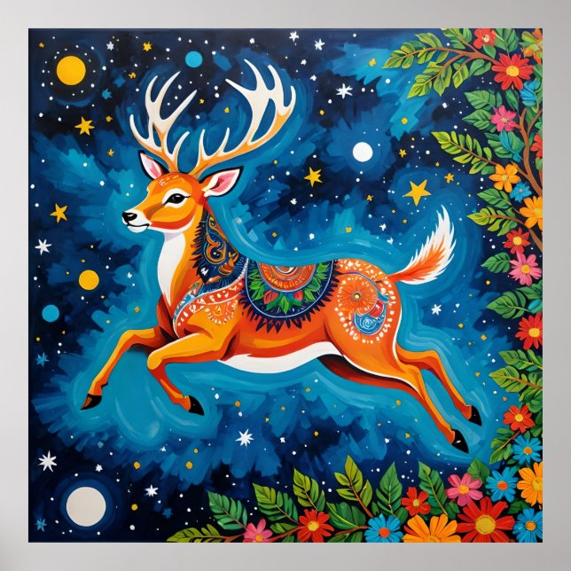 Affiche Cerf céleste - L'art des étangs dans les étoiles (Devant)