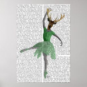 Affiche Cerf de ballet en vert