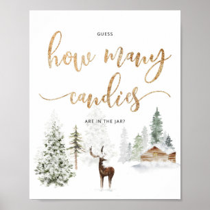 Affiche Cerf de bois Devine combien de bonbons