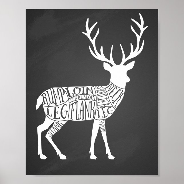 Affiche cerf de chevreuil gibier chasse chasse boucher via (Devant)