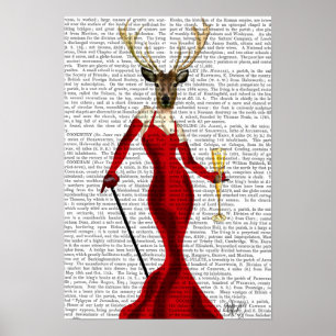 Affiche Cerf De Glamour En Rouge