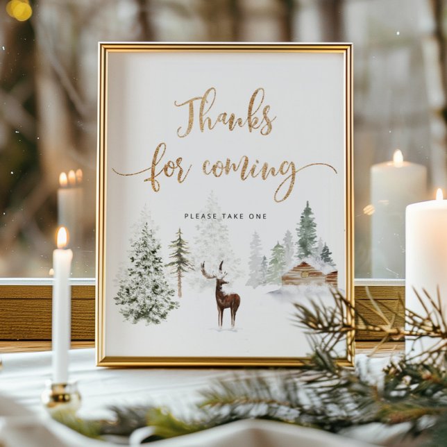 Affiche Cerf d'hiver Merci d'être venu (Créateur téléchargé)